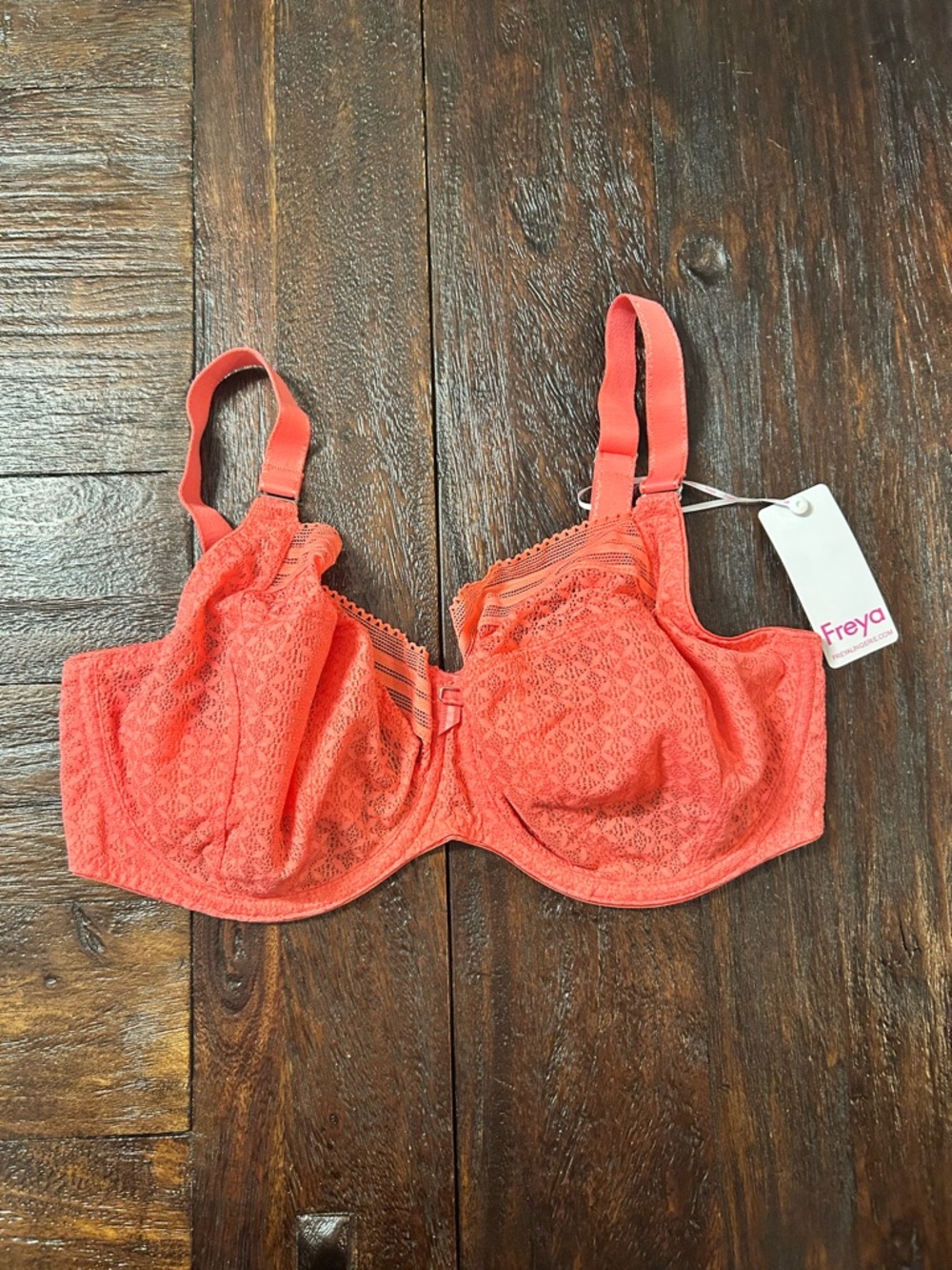 Freya Women's Viva Lace Underwire Side Support Bra, 34I, Sunkissed Coral - Picture 5 of 6